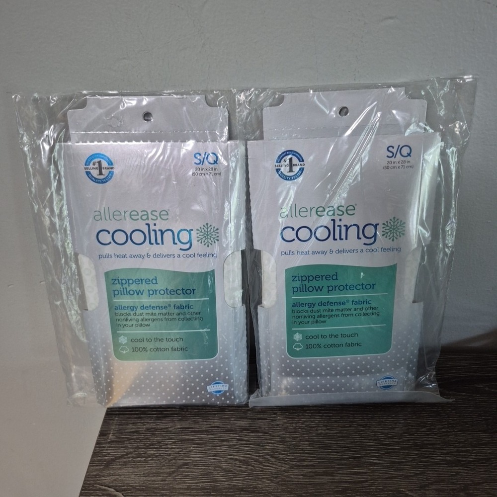 Allerease Zippered Pillow Protector - Cooling S/Q Allergy Defense- 3 Pack Sealed